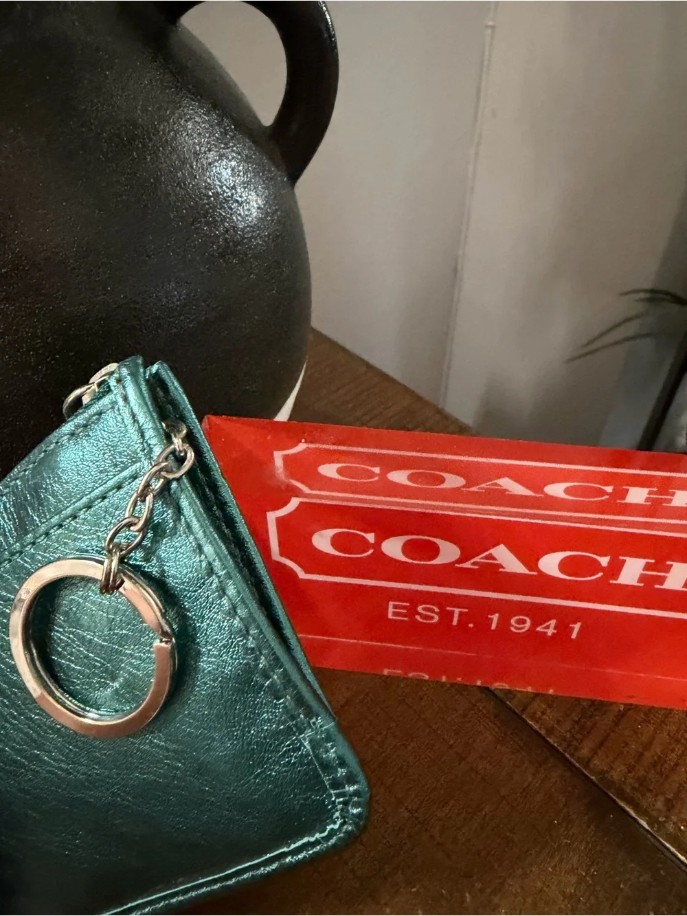 Coach Teal Key Ring Case